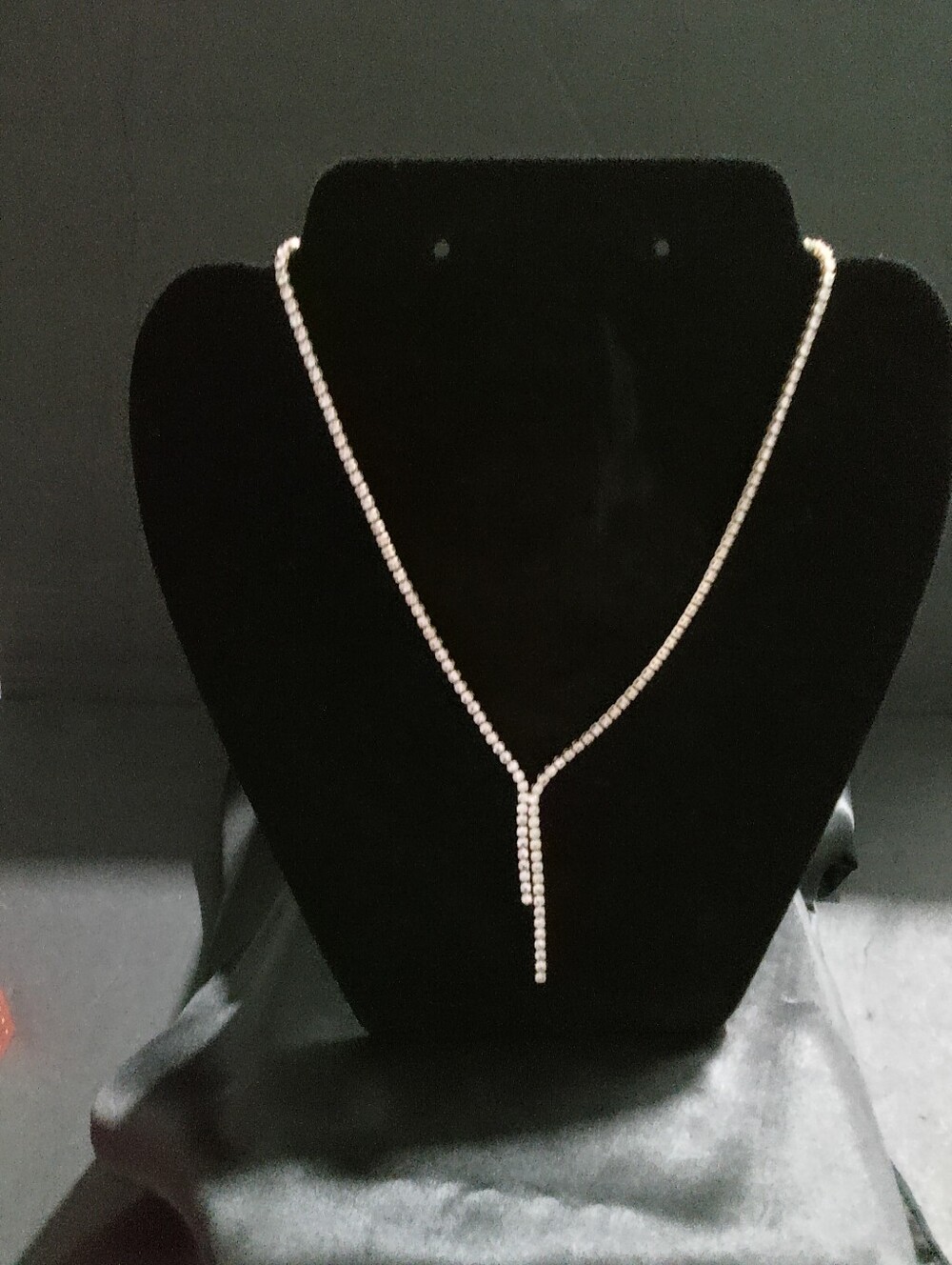 Gold Filled White Stone Y Necklace 18.25-20"